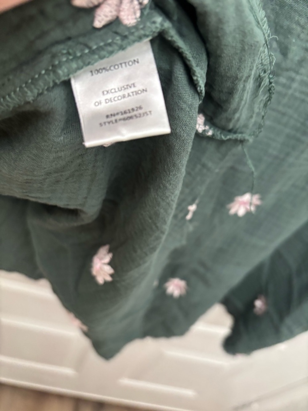 Blue velvet 100% Cotton Green Embroidered Mini Dress - Picture 4 of 7